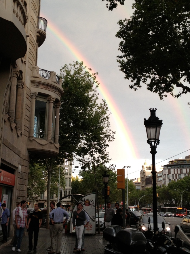 An a beautiful rainbow over Gràcia and Eixample
